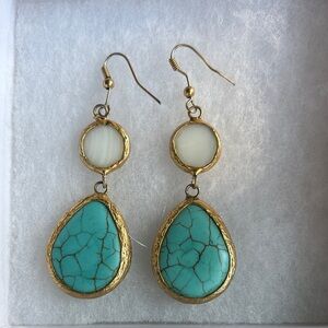 Gold and Turquoise Drop Earrings